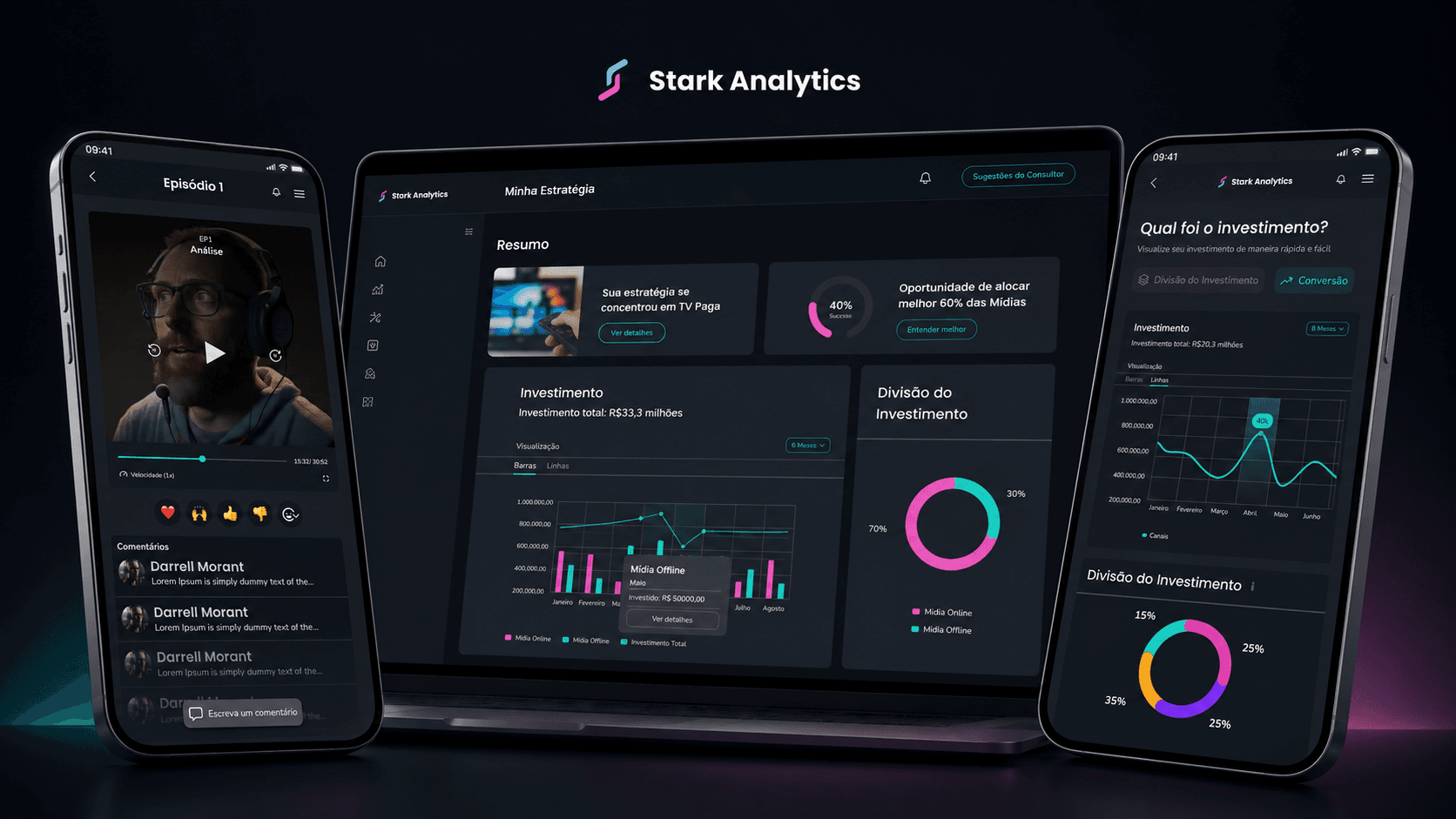 Telas do Stark Analytics: minha estratégia, resultados e modelagem